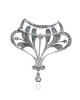 Nouveau 1910 Artic Collection Diamond and Enamel Brooch Pendant in Gold